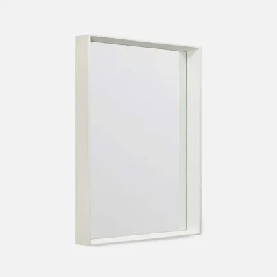 David 30"W x 40"H Bright White Realistic Faux Shagreen Rectangular Mirror