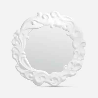 Dorthea Flat White Resin Round Mirror 43"Dx2"H