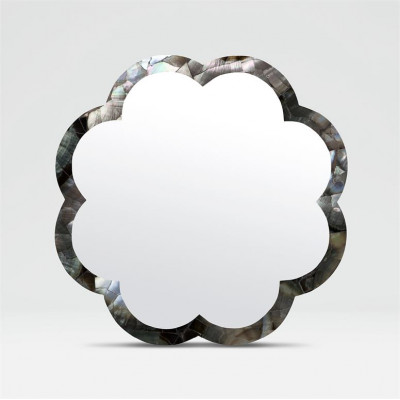 Fiona Silver Mother of Pearl Shell Mirror 38" Round