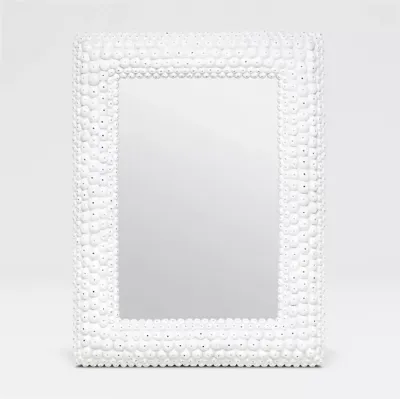 Helene 31"W x 41"H Rectangular Coral White Faux Sea Urchin Mirror