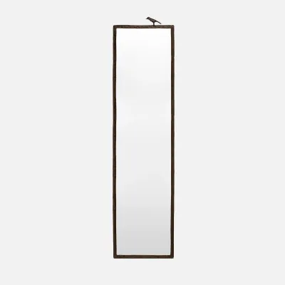 Joelle 1 Bird Oiled Bronze Metal Rectangular Mirror 17"W x 68"H
