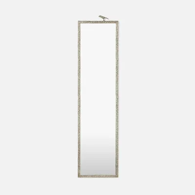 Joelle 1 Bird Satin Silver Metal Rectangular Mirror 17"W x 68"H