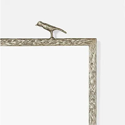 Joelle 1 Bird Satin Silver Metal Rectangular Mirror 17"W x 68"H