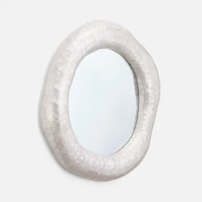 Jolene White Capiz Shell Round Mirror 38"D