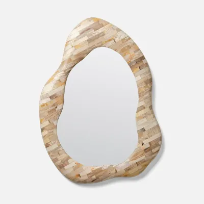 Joss Light Mix/Brass Petrified Wood/Metal Rectangular Mirror 26"W x 35"H