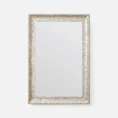 Kellen White Mother of Pearl Shell Rectangular Mirror 26"W X 38"H