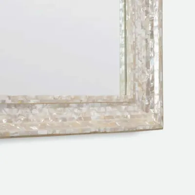 Kellen White Mother of Pearl Shell Rectangular Mirror 26"W X 38"H