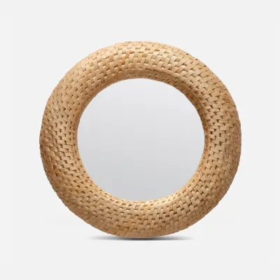Kelly Natural Woven Banana Leaf Round Mirror