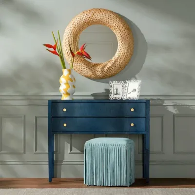 Kelly Natural Woven Banana Leaf Round Mirror