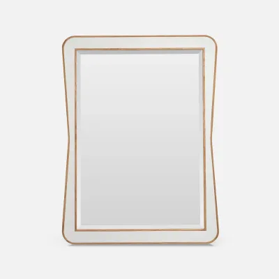Kennedy Pristine/Light Bleached Vintage Faux Shagreen/Oak Veneer Rectangular Mirror 30"W x 40"H