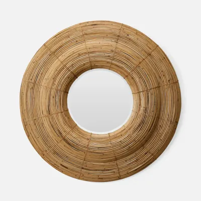 Lenni Rustic Natural Rattan Round Mirror