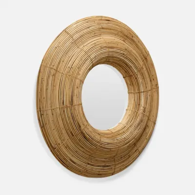Lenni Rustic Natural Rattan Round Mirror