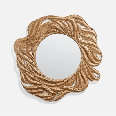 Luetta Light Natural Bamboo Round Mirror 42"D