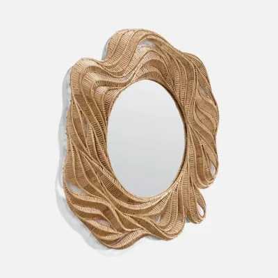 Luetta Light Natural Bamboo Round Mirror 42"D