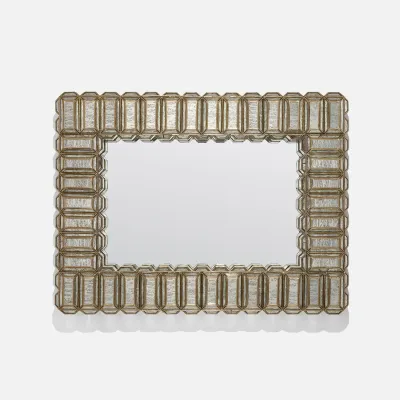 Mae 8-Light Antiqued/Antiqued Brass Mirror/Iron Rectangular Mirror 31"W x 41"H