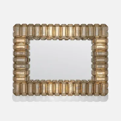 Mae 8-Light Antiqued/Antiqued Brass Mirror/Iron Rectangular Mirror 31"W x 41"H