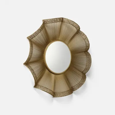 Minette Gold Iron Round Mirror 36"D