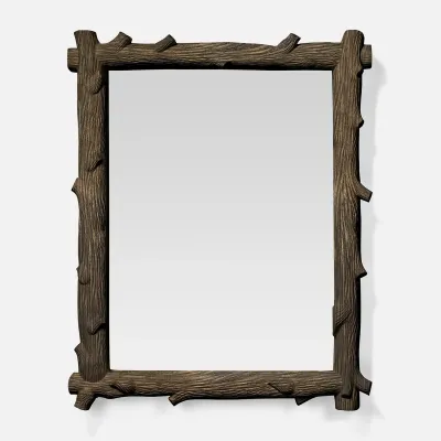 Otto Bronze Faux Driftwood Rectangular Mirror 32"W X 40"H