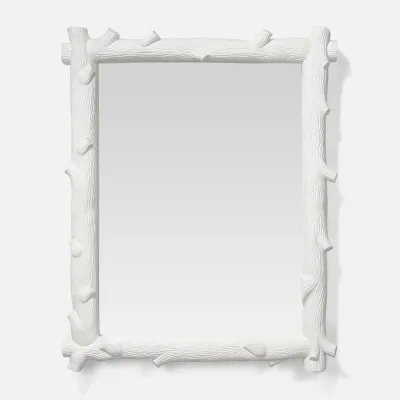 Otto White Faux Driftwood Rectangular Mirror 32"W X 40"H