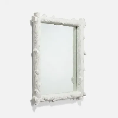 Otto White Faux Driftwood Rectangular Mirror 32"W X 40"H