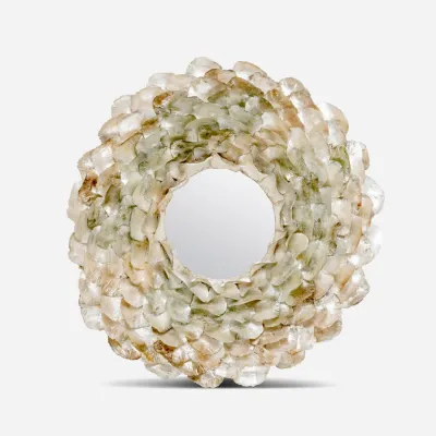 Venus 45"D Frost Saddle Oyster Shell Round Mirror
