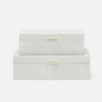 Kiraz Box Set Of 2 Blanc Realistic Faux Shagreen