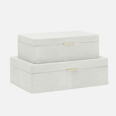 Kiraz Box Set Of 2 Blanc Realistic Faux Shagreen