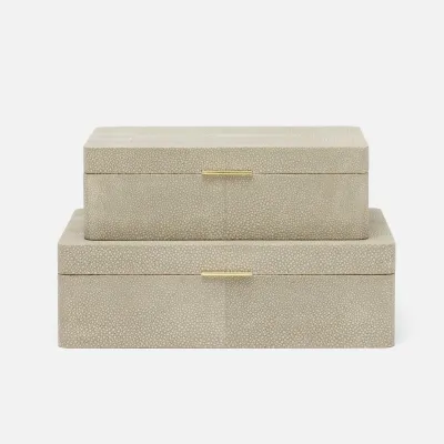 Kiraz Box Set Of 2 Sand Realistic Faux Shagreen