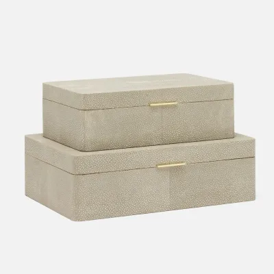 Kiraz Box Set Of 2 Sand Realistic Faux Shagreen