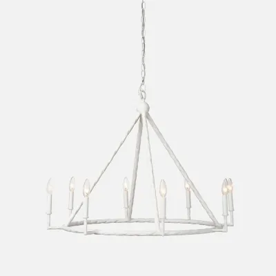 Aloni 36"D x 26"H White Gesso Metal Chandelier