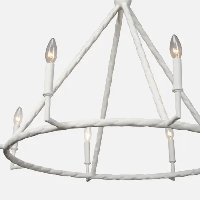 Aloni 36"D x 26"H White Gesso Metal Chandelier