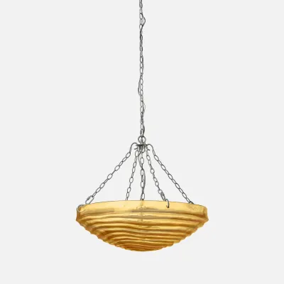 Hetty 28"D x 24"H Chamomile Silver Translucent Resin Metal 5-Chain.Metal 5-Chain Chandelier