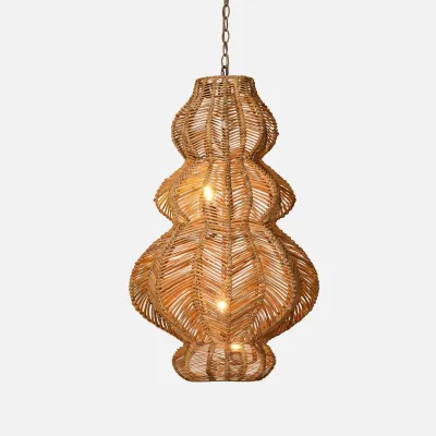 Iliana 20"D x 32"H Rustic Natural Rattan Chandelier