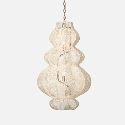 Iliana 20"D x 32"H White Rattan Core Chandelier