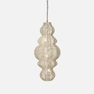 Iliana 20"D x 44"H White Rattan Core Chandelier