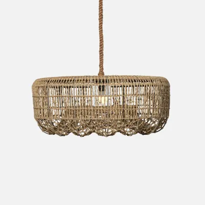 Karimah 12Ft 32"D x 13"H Natural Twisted Faux Wicker Chandelier