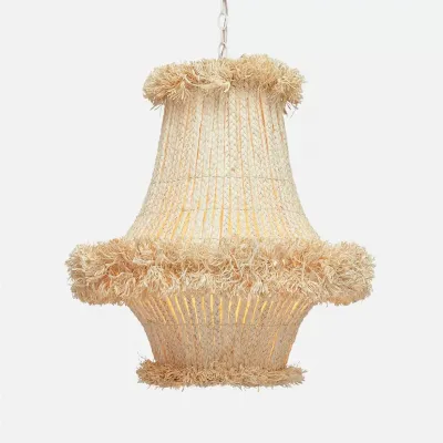 Lidor 24"D x 26"H Natural Raffia Chandelier