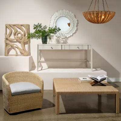 Magdalena 28"D x 12"H Natural Rattan Peel/Core Chandelier