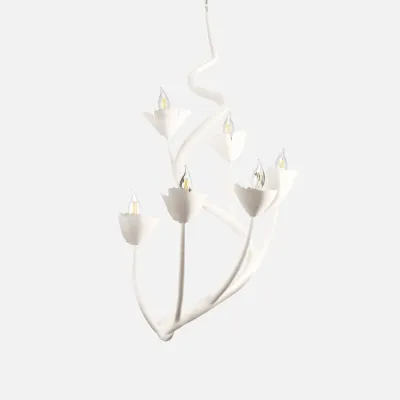 Rosemary 21"D x 35"H White Gesso Iron Chandelier