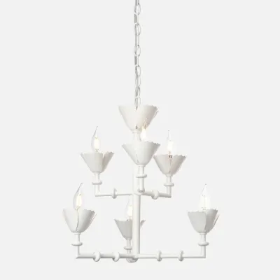 Thalia 21"D x 19"H White Gesso Metal Chandelier