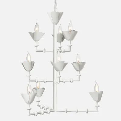 Thalia 27"D x 27"H White Gesso Metal Chandelier