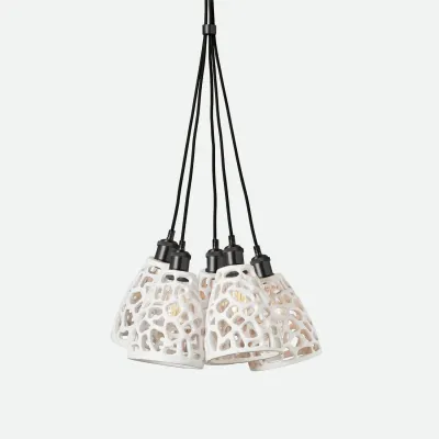 Vicente 5-Light 18"D x 60"H Flat White Resin/Dark Bronze Metal Chandelier