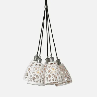 Vicente 5-Light 18"D x 60"H Flat White Resin/Silver Metal Chandelier
