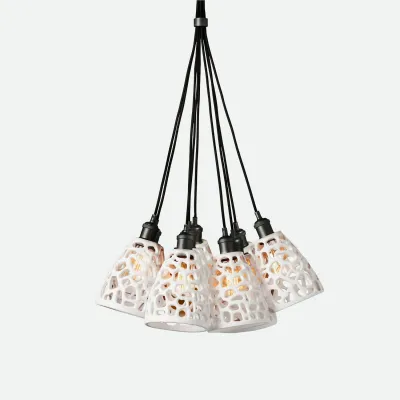 Vicente 9-Light 24"D x 60"H Flat White Resin/Dark Bronze Metal Chandelier