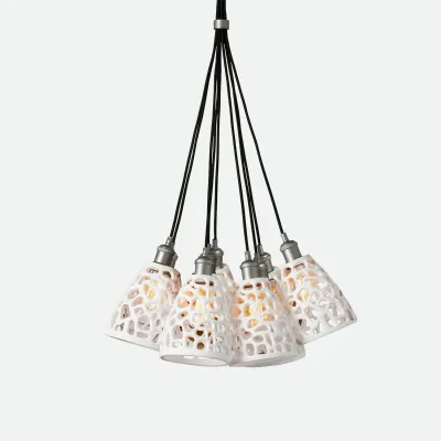Vicente 9-Light 24"D x 60"H Flat White Resin/Silver Metal Chandelier