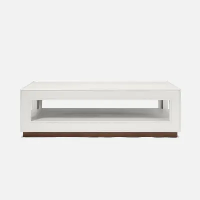 Adeen Designer White Faux Ostrich Coffee Table 60"L x 40"W x 18"H