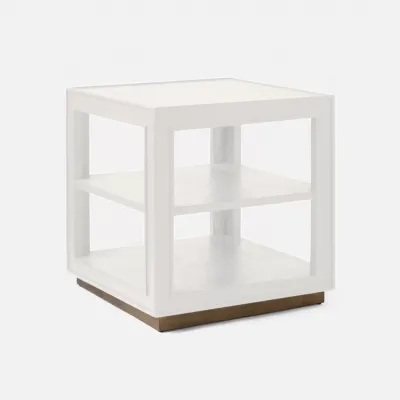 Adeen Side Table 24"L x 24"W x 25"H Faux Designer White Ostrich