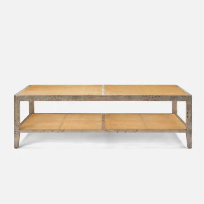 Amara Graywashed/Natural Poplar Burl/Cane Coffee Table