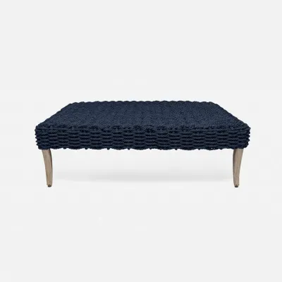 Arla Indoor/Outdoor Coffee Table Navy 52"L x 30"W x 17"H Twisted Faux Rope