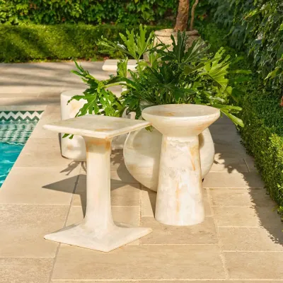 Bexley Sand Onyx Cast Resin Laptop Indoor/Outdoor Table 16"L x 16"W x 24"H